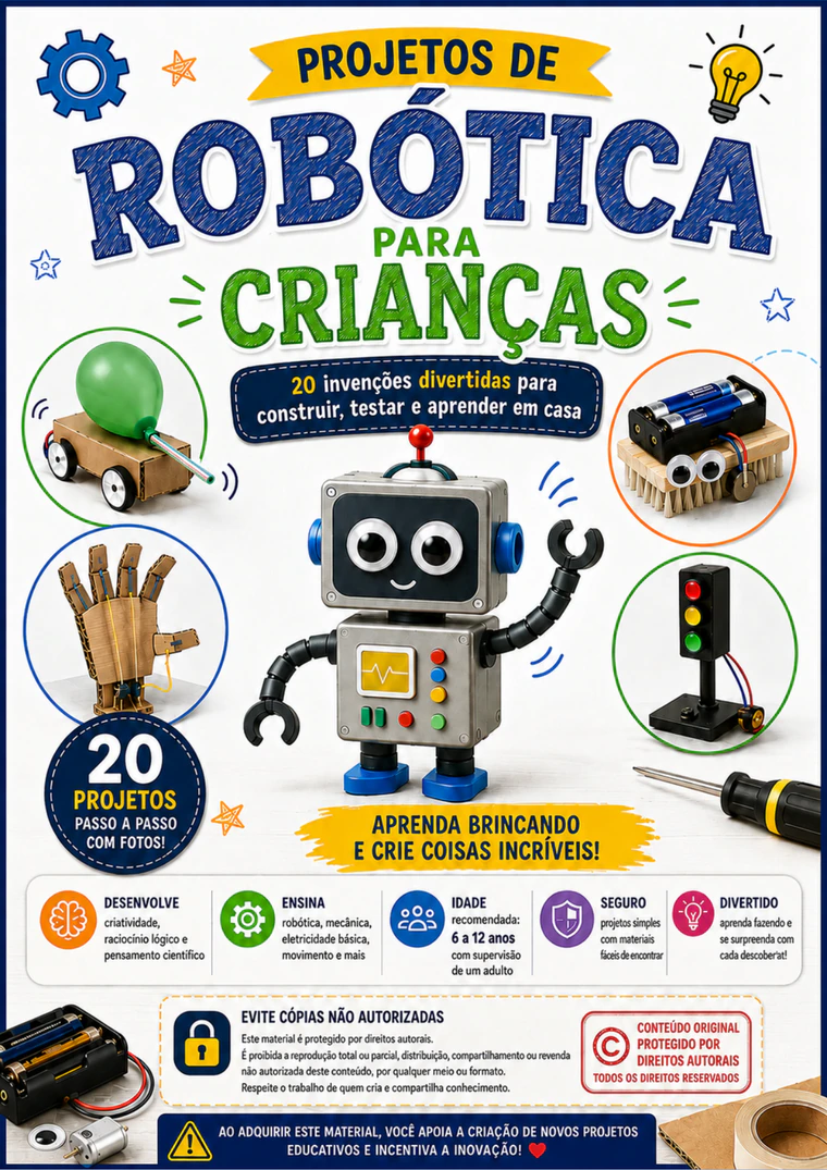 Capa do e-book 20 Projetos de Robótica para Crianças